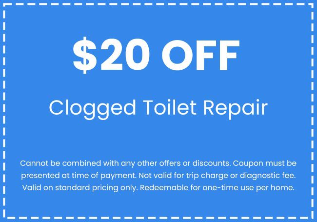 Discounts on Clogged Toilet Repair